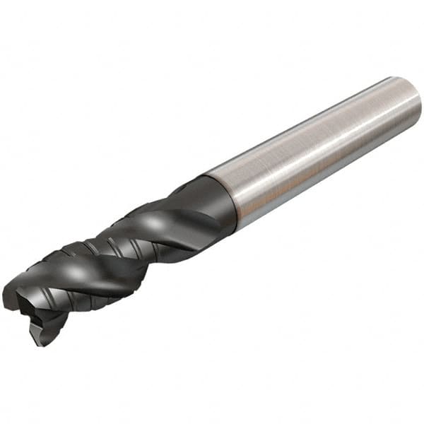 Iscar - 8mm Diam, 18mm LOC, 3 Flute Solid Carbide 45° Corner Chamfer Roughing End Mill - TiAlN Finish, 63mm OAL, 8mm Shank Diam, Single End, Extended Reach, 38° Helix - Makers Industrial Supply