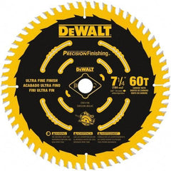 DeWALT - 7-1/4" Diam, 5/8" Arbor Hole Diam, 60 Tooth Wet & Dry Cut Saw Blade - Carbide-Tipped, Diamond Arbor - Makers Industrial Supply