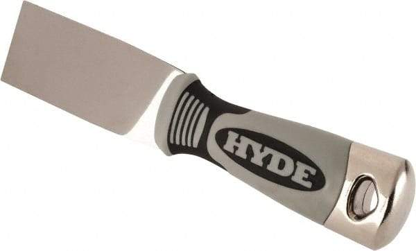 Hyde Tools - 1-1/2" Wide Stainless Steel Putty Knife - Stiff, Cushioned Grip Handle - Makers Industrial Supply