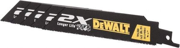 DeWALT - 6" Long x 1" Thick, Bi-Metal Reciprocating Saw Blade - Straight Profile, 14 to 18 TPI, Toothed Edge - Makers Industrial Supply