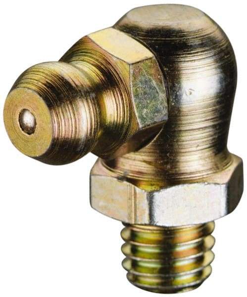 PRO-LUBE - 90° Head Angle, 1/4-18 NPT Steel Standard Grease Fitting - 9/16" Hex, 24mm Overall Height, 9.27mm Shank Length, Zinc Plated Finish - Makers Industrial Supply