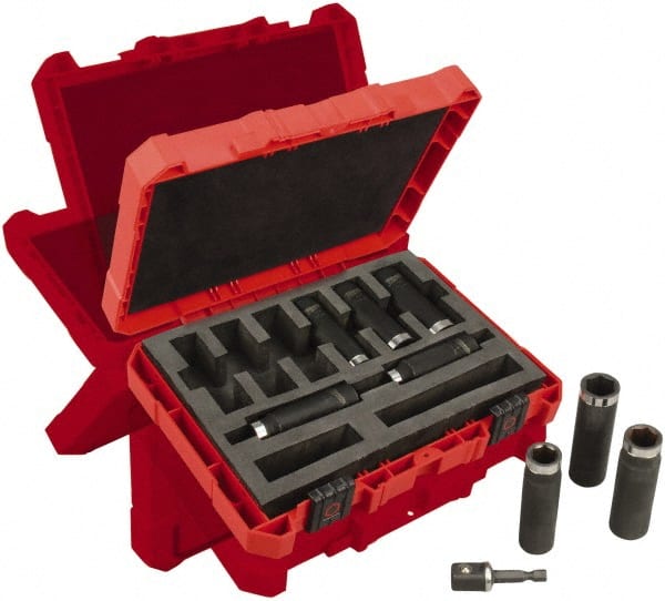 Milwaukee Tool - 9 Piece 1/2" Drive Deep Well Impact Socket Set - Makers Industrial Supply