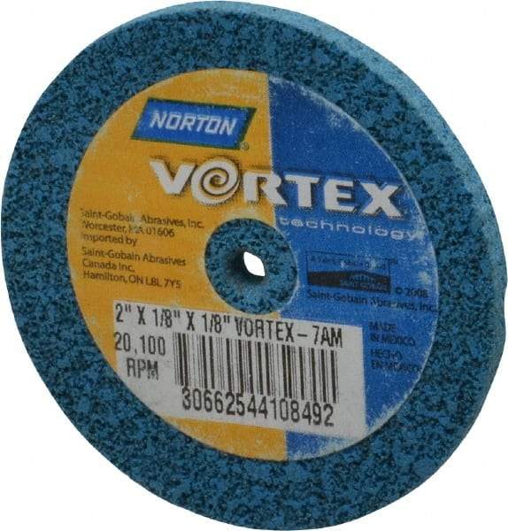 Norton - 2" Diam, 1/8" Face Width, 1/8" Center Hole, Medium Grade, Aluminum Oxide Deburring Wheel - Unitized, Medium Density 7 Grade - Makers Industrial Supply