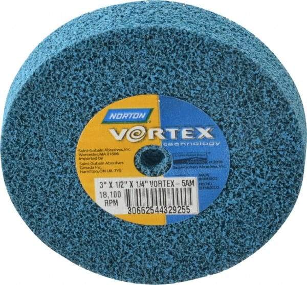 Norton - 3" Diam, 1/2" Face Width, 1/4" Center Hole, Medium Grade, Aluminum Oxide Deburring Wheel - Unitized, Medium Density 5 Grade - Makers Industrial Supply