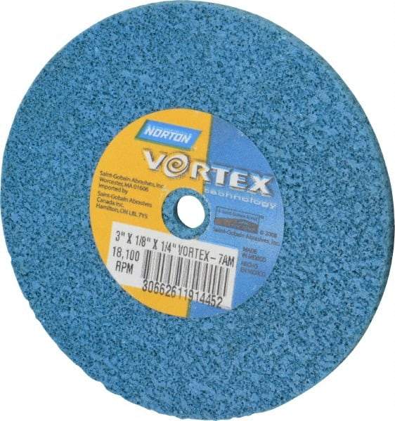 Norton - 3" Diam, 1/8" Face Width, 1/4" Center Hole, Medium Grade, Aluminum Oxide Deburring Wheel - Unitized, Medium Density 7 Grade - Makers Industrial Supply