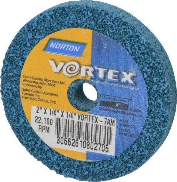 Norton - 2" Diam, 1/4" Face Width, 1/4" Center Hole, Medium Grade, Aluminum Oxide Deburring Wheel - Unitized, Medium Density 7 Grade - Makers Industrial Supply