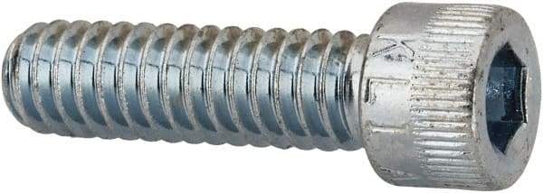 Made in USA - 1/4-20 UNC Hex Socket Drive, Socket Cap Screw - Alloy Steel, Zinc-Plated Finish, Fully Threaded, 7/8" Length Under Head - Makers Industrial Supply