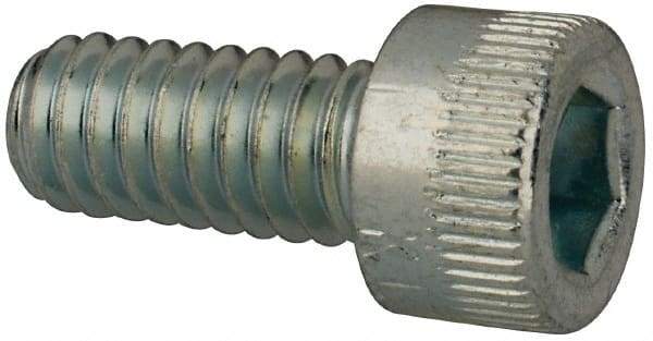 Made in USA - #8-32 UNC Hex Socket Drive, Socket Cap Screw - Alloy Steel, Zinc-Plated Finish, Fully Threaded, 3/8" Length Under Head - Makers Industrial Supply