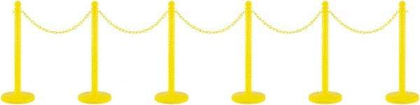 PRO-SAFE - 40" High Plastic Pedestrian Warning Post Kit - 50' Long Rope - Makers Industrial Supply