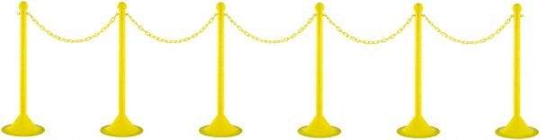 PRO-SAFE - 41" High Plastic Pedestrian Warning Post Kit - 50' Long Rope - Makers Industrial Supply