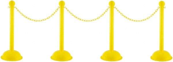 PRO-SAFE - 41" High Plastic Pedestrian Warning Post Kit - 30' Long Rope - Makers Industrial Supply