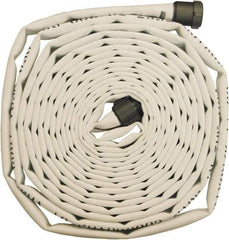 Dixon Valve & Coupling - 1-1/2" ID, 360 Working psi, White Polyester Fire Hose - Male x Female NST (NH) Ends, 50' Long, 1,080 Burst psi - Makers Industrial Supply