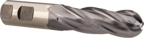 Niagara Cutter - 1" Diam, 3" LOC, 4 Flute Cobalt Ball End Mill - TiCN Finish, Single End, 5-1/2" OAL, 1" Shank Diam, Spiral Flute - Makers Industrial Supply