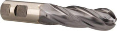 Niagara Cutter - 1" Diam, 3" LOC, 4 Flute Cobalt Ball End Mill - TiCN Finish, Single End, 5-1/2" OAL, 1" Shank Diam, Spiral Flute - Makers Industrial Supply