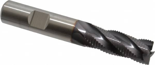 Niagara Cutter - 1/2" Diam, Fine Pitch, 1-1/4" LOC, 4 Flute Cobalt Roughing Square End Mill - TiAlN Finish, 3-1/4" OAL, 1/2" Shank Diam, Single End, 30° Helix - Makers Industrial Supply