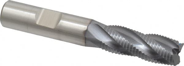 Niagara Cutter - 1/2" Diam, Fine Pitch, 1-1/4" LOC, 4 Flute Cobalt Roughing Square End Mill - TiCN Finish, 3-1/4" OAL, 1/2" Shank Diam, Single End, 30° Helix - Makers Industrial Supply