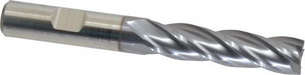 Niagara Cutter - 1/2", 2" LOC, 1/2" Shank Diam, 4" OAL, 4 Flute, Cobalt Square End Mill - Single End, TiCN Finish, Spiral Flute, 30° Helix, Centercutting, Right Hand Cut, Right Hand Flute, Series SPC408 - Makers Industrial Supply