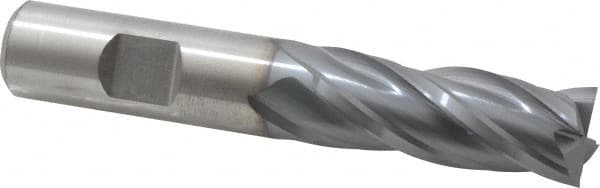 Niagara Cutter - 5/8", 1-5/8" LOC, 5/8" Shank Diam, 3-3/4" OAL, 4 Flute, Cobalt Square End Mill - Single End, TiCN Finish, Spiral Flute, 30° Helix, Centercutting, Right Hand Cut, Right Hand Flute, Series SPC408 - Makers Industrial Supply