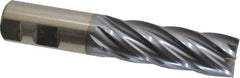 Niagara Cutter - 1", 3" LOC, 1" Shank Diam, 5-1/2" OAL, 6 Flute, Cobalt Square End Mill - Single End, TiCN Finish, Spiral Flute, 30° Helix, Centercutting, Right Hand Cut, Right Hand Flute, Series SPC408 - Makers Industrial Supply