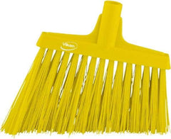 Vikan - 9-1/2" Wide, Yellow Synthetic Bristles, Angled Broom - Makers Industrial Supply