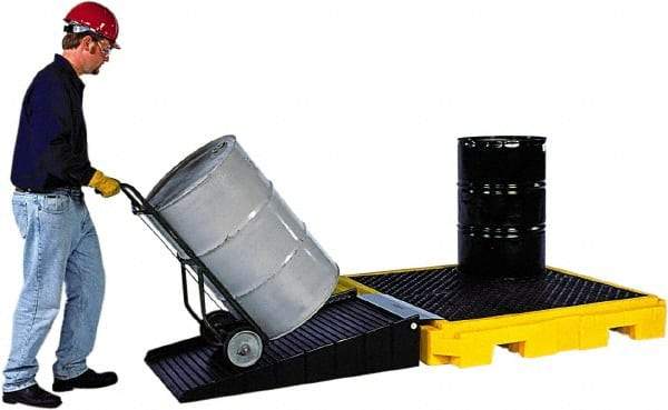 UltraTech - 75 Gal Sump, 9,000 Lb Capacity, 4 Drum, Polyethylene Spill Deck or Pallet - 63" Long x 62" Wide x 9" High, Liftable Fork, Low Profile, 2 x 4 Drum Configuration - Makers Industrial Supply