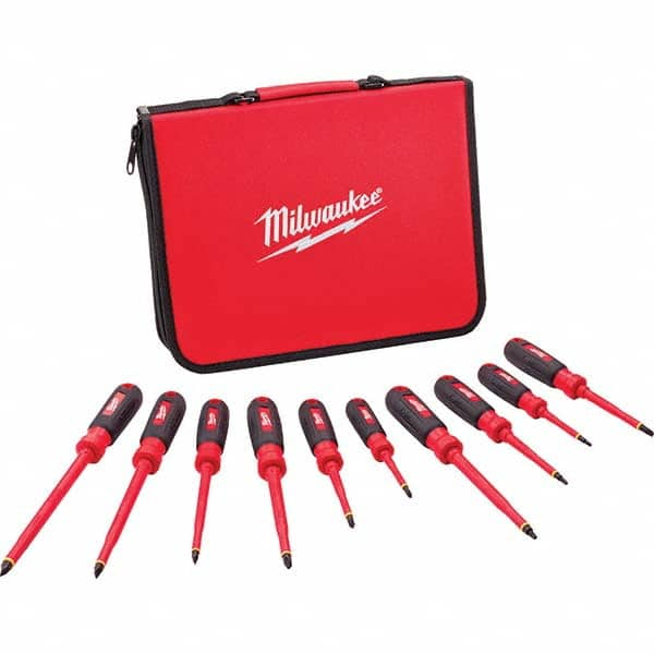 Milwaukee Tool - Screwdriver Sets Screwdriver Types Included: Insulated Slotted; Phillips; Square Number of Pieces: 10 - Makers Industrial Supply