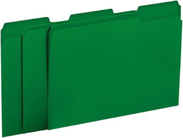 UNIVERSAL - 8-1/2 x 11", Letter Size, Green, File Folders with Top Tab - 11 Point Stock, 1/3 Tab Cut Location - Makers Industrial Supply