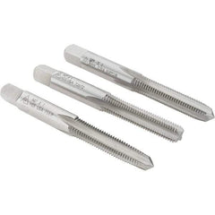 Made in USA - M7x1.00 Metric Coarse, 4 Flute, Bottoming, Plug & Taper, Bright Finish, High Speed Steel Tap Set - Right Hand Cut, 2-23/32" OAL, 1-1/8" Thread Length - Makers Industrial Supply