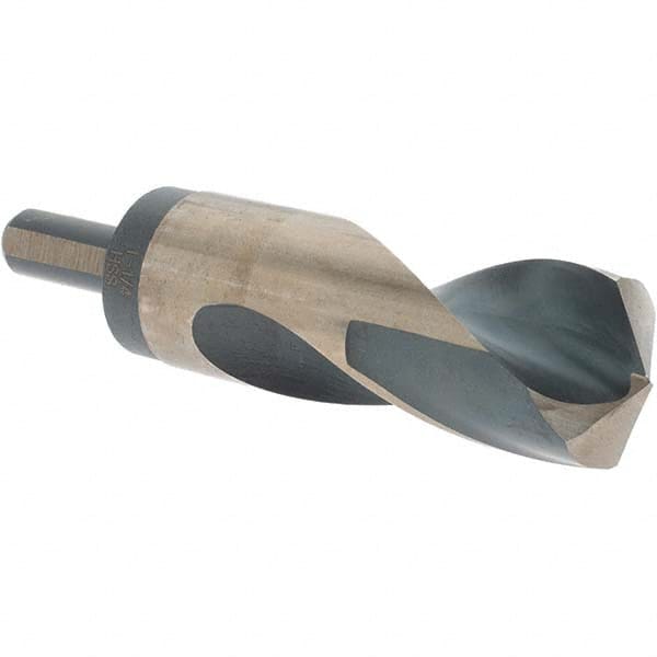 Made in USA - 1-1/4" High Speed Steel, 118° Point, Round with Flats Shank Maintenance Drill Bit - Makers Industrial Supply