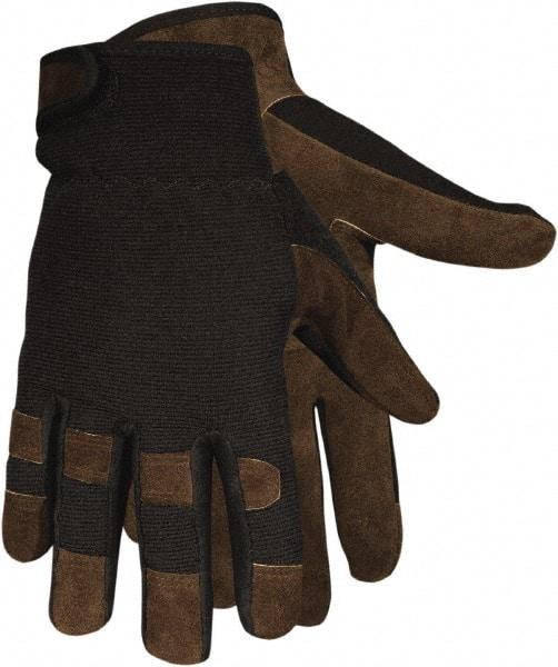 MCR Safety - Size 2XL Cowhide General Protection Work Gloves - For General Purpose, Uncoated, Hook & Loop Cuff, Brown/Black, Paired - Makers Industrial Supply