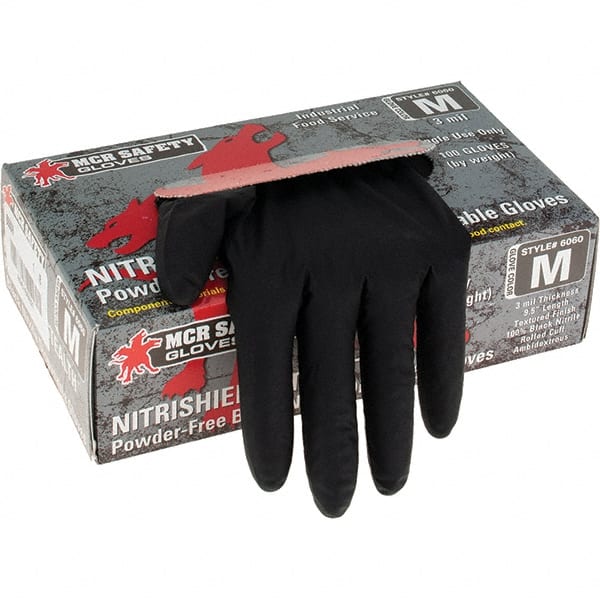 MCR Safety - Pack of (100) Size M, 3 mil, Powder Free Nitrile Disposable Gloves - Makers Industrial Supply