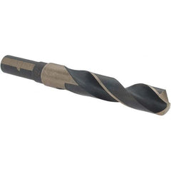 Made in USA - 39/64" High Speed Steel, 135° Point, Round with Flats Shank Maintenance Drill Bit - Makers Industrial Supply