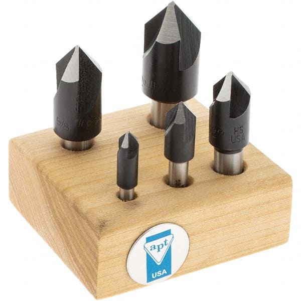 Import - 5 Piece, 1/4 to 3/4" Head Diam, 82° Included Angle, Single End Countersink Set - Makers Industrial Supply