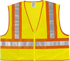 MCR Safety - Size M High Visibility Lime Mesh General Purpose Vest - 24" Chest, ANSI 107-2015, Zipper Closure, 2 Pockets, Polyester - Makers Industrial Supply