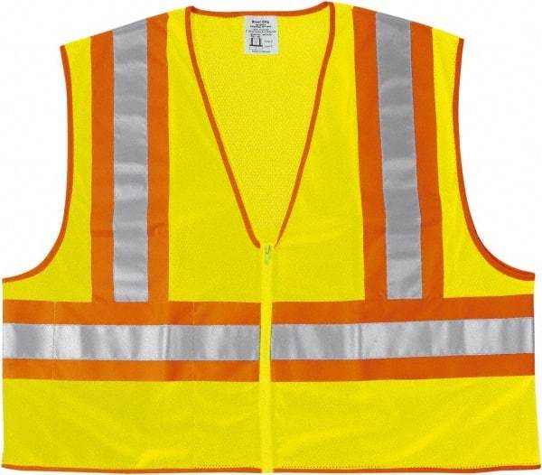 MCR Safety - Size 3XL High Visibility Lime Mesh General Purpose Vest - 26.4" Chest, ANSI 107-2015, Zipper Closure, 2 Pockets, Polyester - Makers Industrial Supply