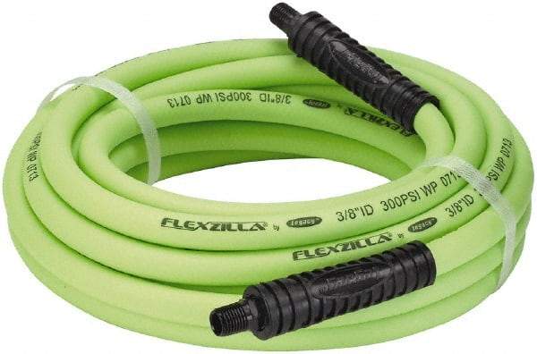 Legacy - 3/8" ID x 0.61" OD 25' Long Multipurpose Air Hose - MNPT x MNPT Ends, 300 Working psi, 140°, 1/4" Fitting, Green - Makers Industrial Supply