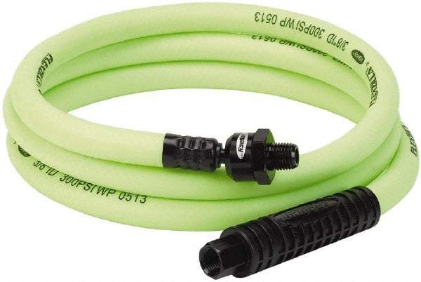 Legacy - 3/8" ID x 0.61" OD 6' Long Lead-In Whip Hose - FNPT x MNPT Ball Swivel Ends, 300 Working psi, 140°, 1/4" Fitting, Green - Makers Industrial Supply