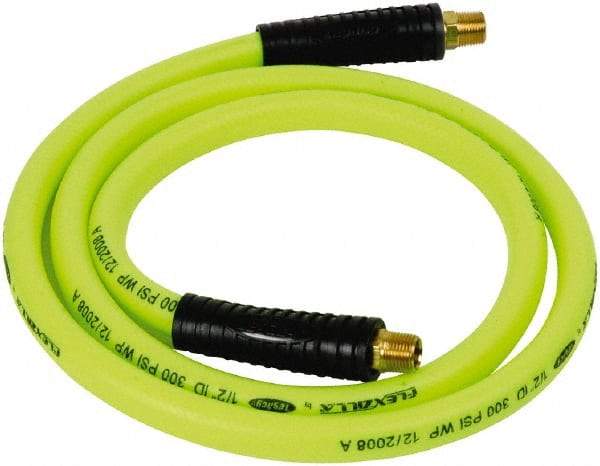 Legacy - 1/2" ID x 0.74" OD 6' Long Lead-In Whip Hose - FNPT x MNPT Swivel Ends, 300 Working psi, 140°, 3/8" Fitting, Green - Makers Industrial Supply