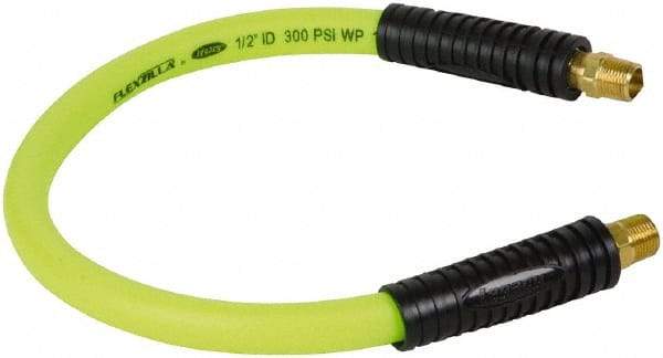 Legacy - 1/2" ID x 0.74" OD 2' Long Lead-In Whip Hose - MNPT Fixed x MNPT Swivel End, 300 Working psi, 140°, 3/8" Fitting, Green - Makers Industrial Supply