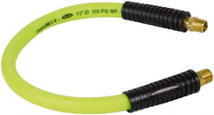 Legacy - 1/2" ID x 0.74" OD 2' Long Lead-In Whip Hose - MNPT Fixed x MNPT Swivel End, 300 Working psi, 140°, 3/8" Fitting, Green - Makers Industrial Supply