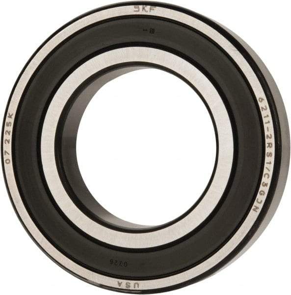 SKF - 55mm Bore Diam, 100mm OD, Double Seal Deep Groove Radial Ball Bearing - 21mm Wide, 1 Row, Round Bore, 29,000 Nm Static Capacity, 46,200 Nm Dynamic Capacity - Makers Industrial Supply