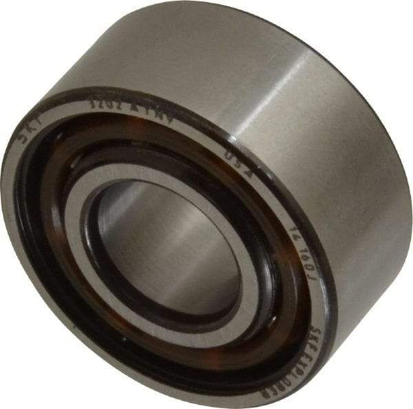 SKF - 15mm Bore Diam, 35mm OD, Open Angular Contact Radial Ball Bearing - 15.9mm Wide, 2 Rows, Round Bore, 6,700 Lb Static Capacity, 11,200 Lb Dynamic Capacity - Makers Industrial Supply