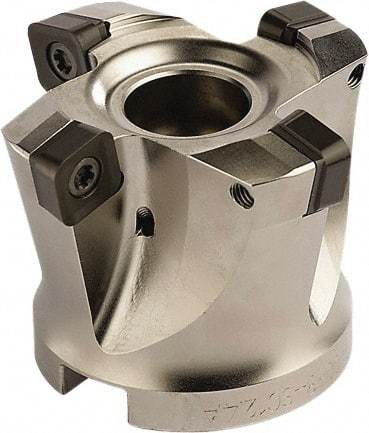 Seco - 6 Inserts, 3.1496" Cutter Diam, 0.0787" Max Depth of Cut, Indexable High-Feed Face Mill - 1.063" Arbor Hole Diam, 0.4882" Keyway Width, 1.9685" High, SCE.. 1206.. Inserts - Makers Industrial Supply