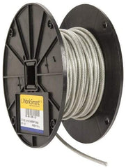 Value Collection - 3/16" x 3/32" Diam, Aircraft Cable - 920 Lb Breaking Strength, 7 x 7 Strand Core, Vinyl Coating - Makers Industrial Supply