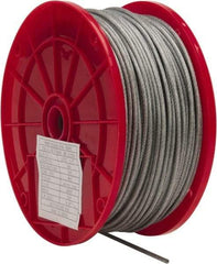 Value Collection - 1/8" x 3/32" Diam, Aircraft Cable - 920 Lb Breaking Strength, 7 x 7 Strand Core, Vinyl Coating - Makers Industrial Supply