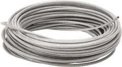 Value Collection - 3/32" x 1/16" Diam, Aircraft Cable - 480 Lb Breaking Strength, 7 x 7 Strand Core, Vinyl Coating - Makers Industrial Supply