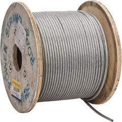 Value Collection - 1/4" x 3/16" Diam, Aircraft Cable - 4,200 Lb Breaking Strength, 7 x 19 Strand Core, Vinyl Coating - Makers Industrial Supply