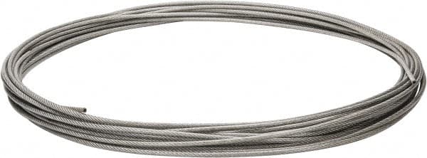 Value Collection - 1/4" x 3/16" Diam, Aircraft Cable - 4,200 Lb Breaking Strength, 7 x 19 Strand Core, Vinyl Coating - Makers Industrial Supply