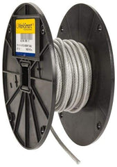 Value Collection - 3/16" x 1/8" Diam, Aircraft Cable - 2,000 Lb Breaking Strength, 7 x 19 Strand Core, Vinyl Coating - Makers Industrial Supply