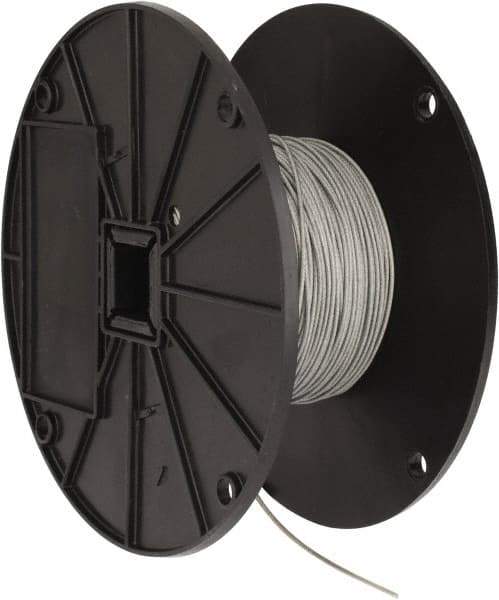 Value Collection - 1/16" x 3/64" Diam, Aircraft Cable - 270 Lb Breaking Strength, 7 x 7 Strand Core, Nylon Coating - Makers Industrial Supply